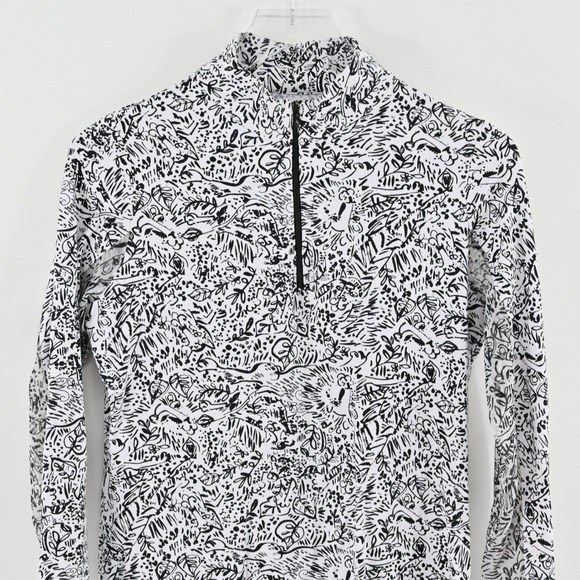 IBKUL Half Zip Pullover Top Womens Size S Black White Athletic Long Sleeve UPF50 - Picture 9 of 13